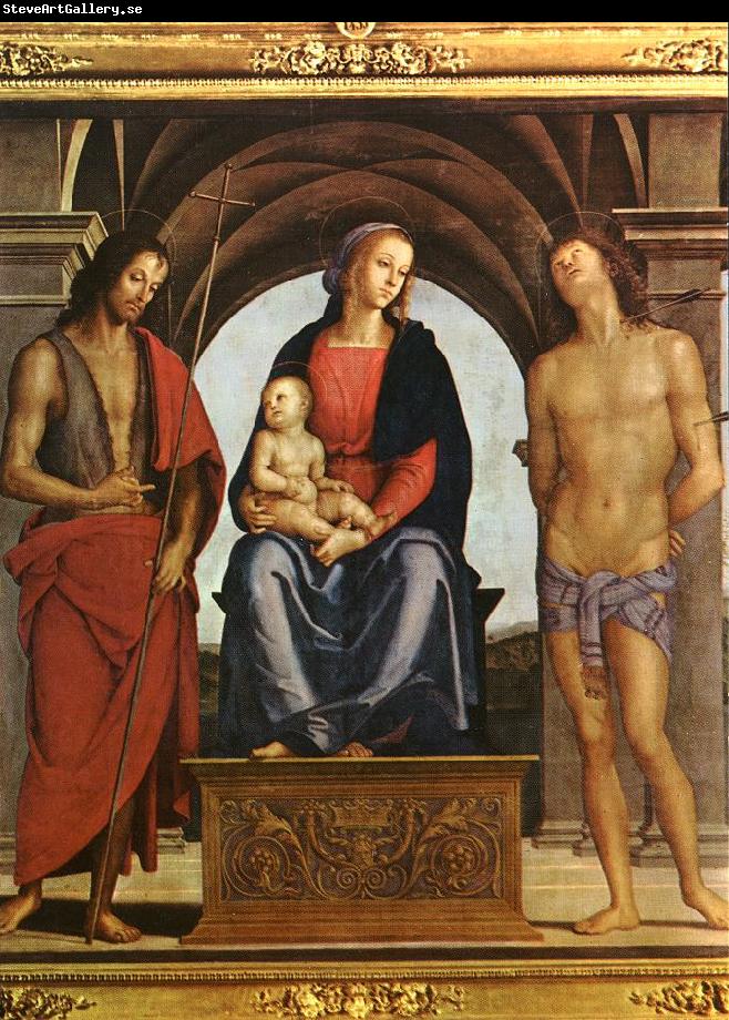 PERUGINO, Pietro The Madonna between St. John the Baptist and St. Sebastian